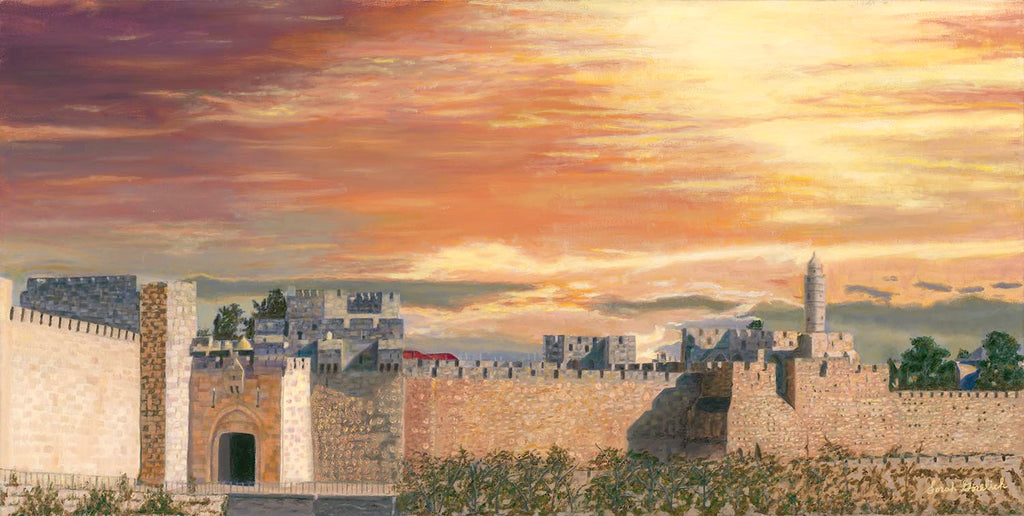 Jaffa Gate at Sunset - oil painting by Sorah Gorelick