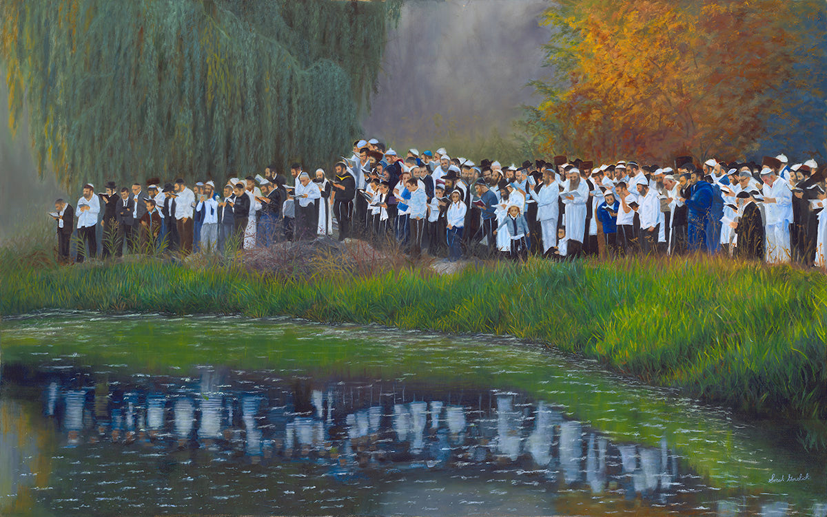 Tashlich in Uman - oil painting by Sorah Gorelick