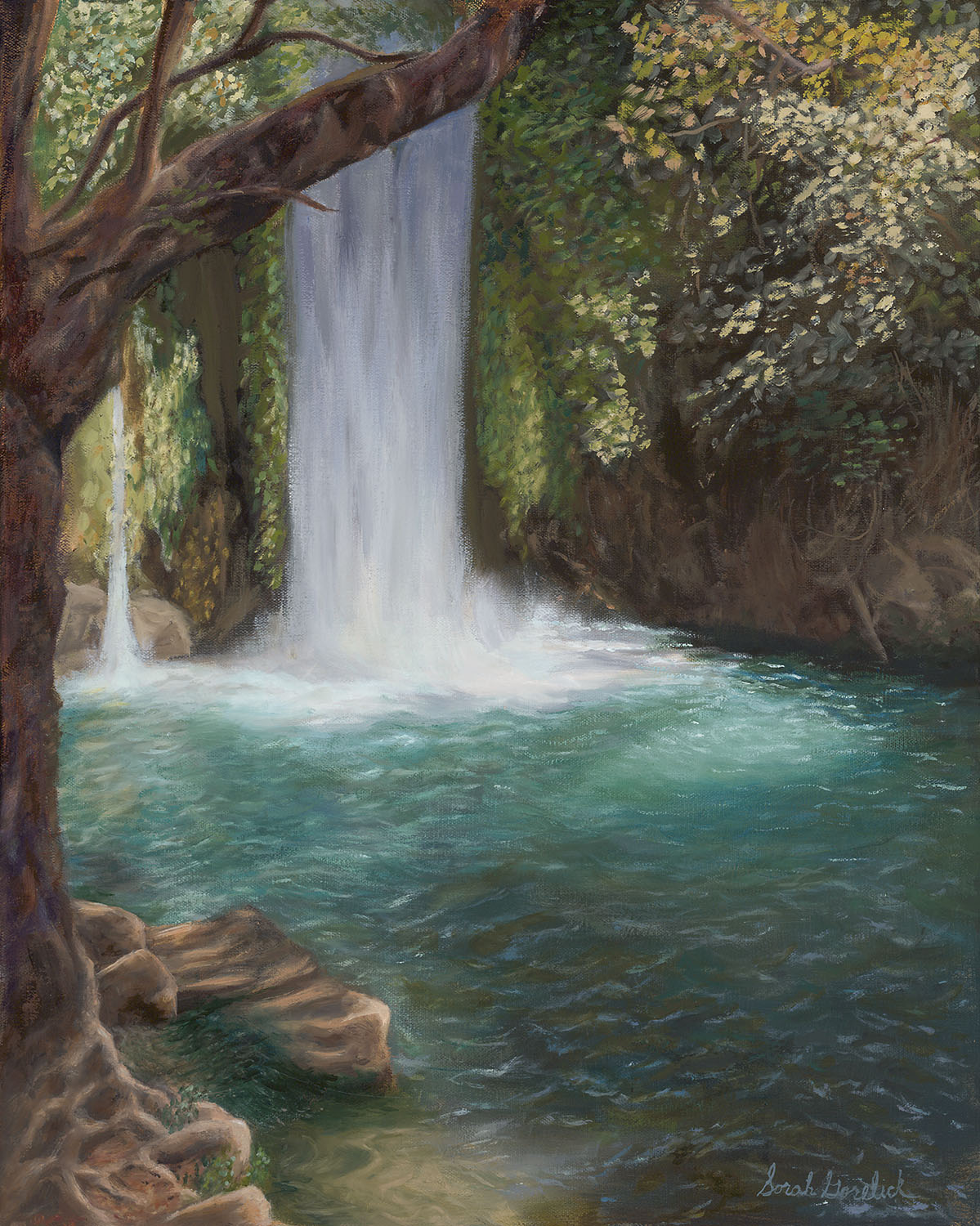 The Banyas waterfall - oil painting by Sorah Gorelick