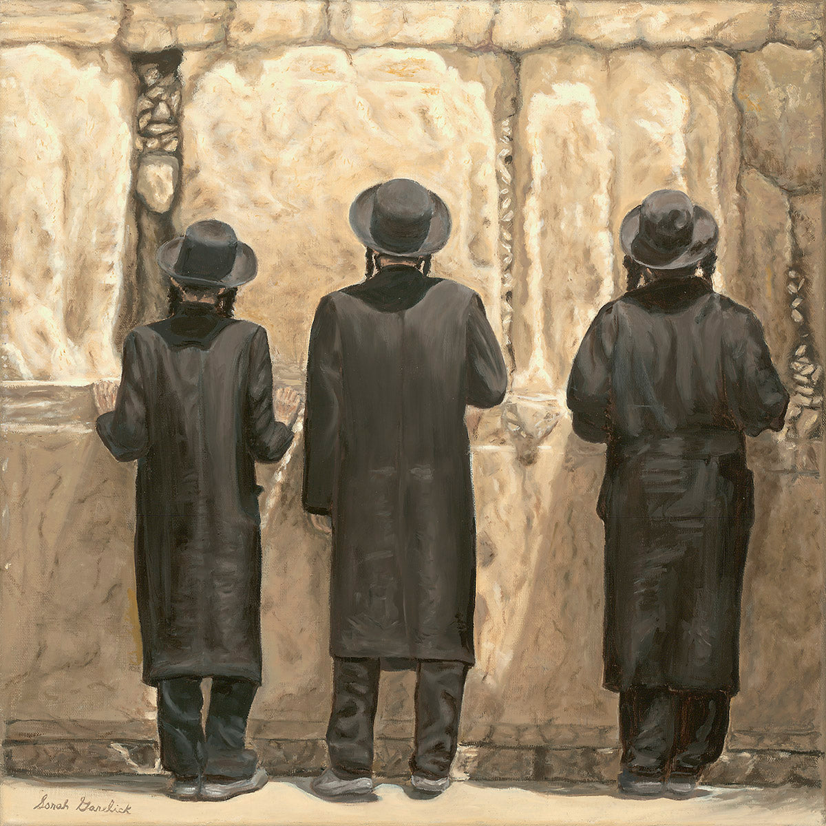 Tisha B'Av at the Kotel - oil painting by Sorah Gorelick