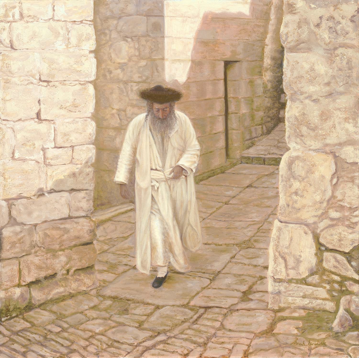 Walking to the Kotel in 1930 - oil painting by Sorah Gorelick